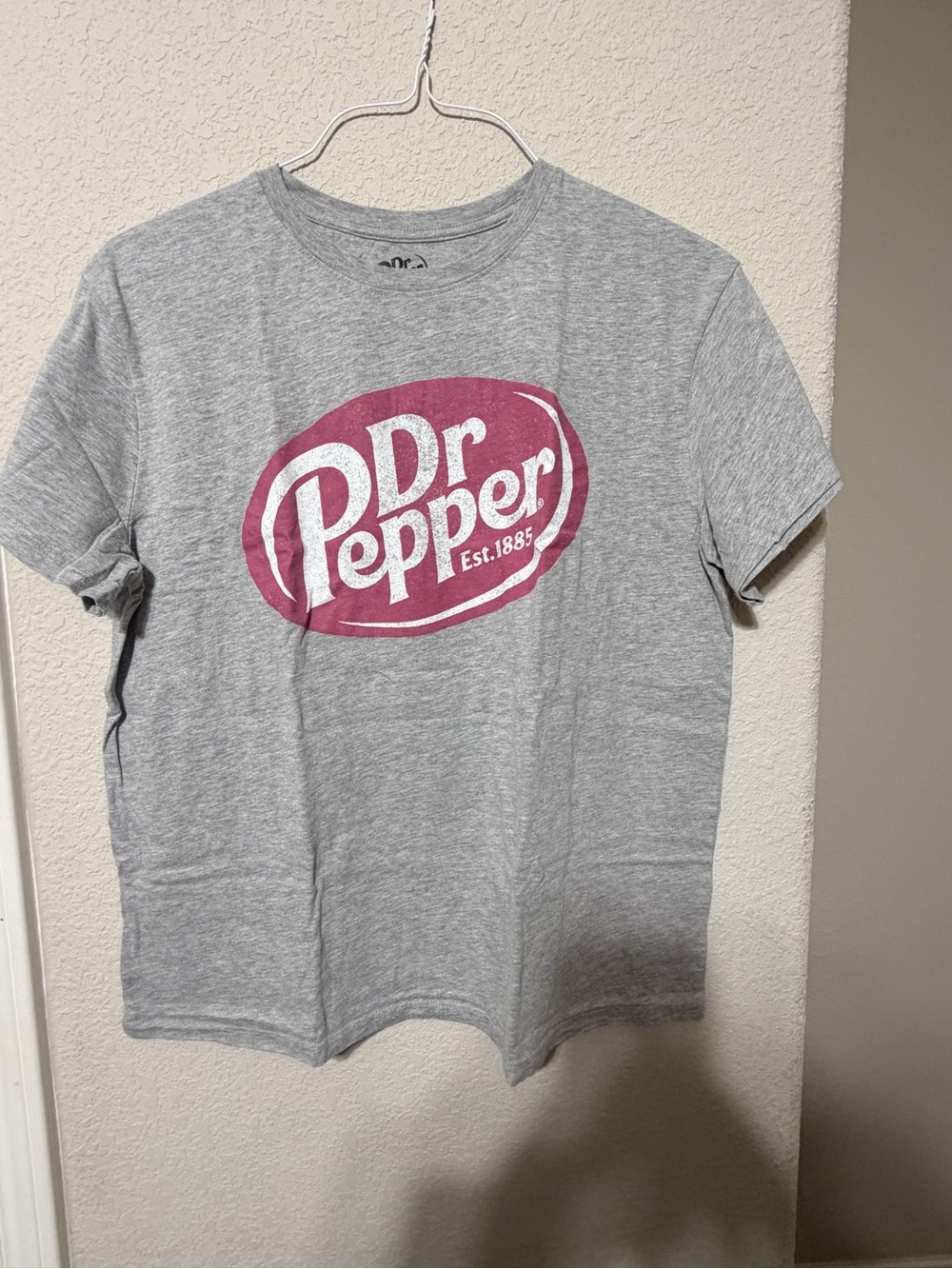 Women’s Light Gray Dr Pepper Crew Neck Tee Distressed